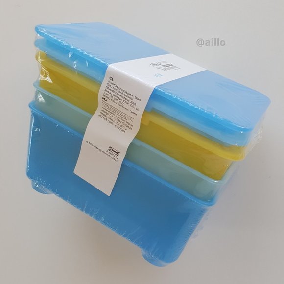 IKEA GLIS Box with lid, yellow/blue 6 ¾ x 4 " - Picture 5 of 17